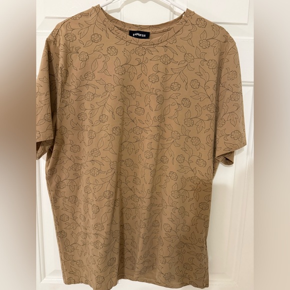Express Tan Floral Men's Tee - Picture 1 of 3